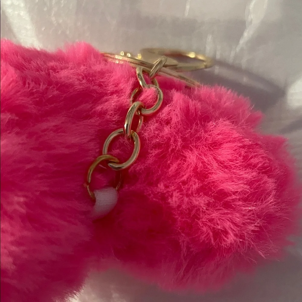 Keychain /Bag Carm -New Pink Fluffy Faux Fur Heart
